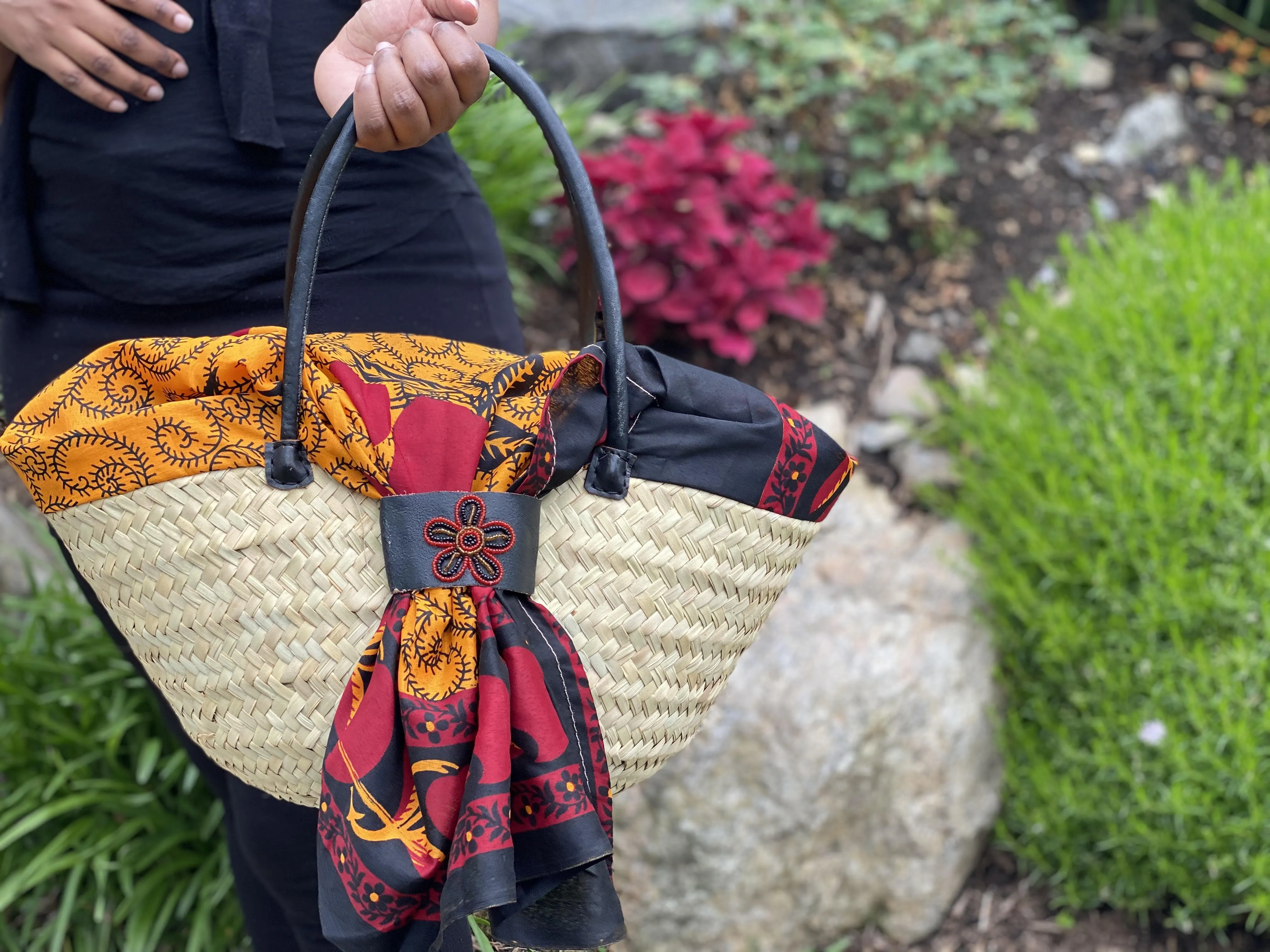 Kanga Basket Bag - Assorted Colors | Made in Tanzania