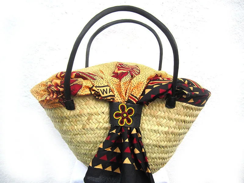 Kanga Basket Bag - Assorted Colors | Made in Tanzania