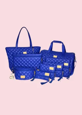 Sure! Here’s an optimized title for your e-commerce product:

Premium Luxe Quilted Cobalt Travel Bag - Makeup Junkie Bags (Pre-Order)