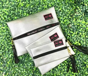 Makeup Junkie Bags - Silver Snake Serpent [Ready to Ship]