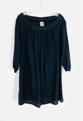 Match Point Size L Black Off the Shoulder Linen Tops Tunic