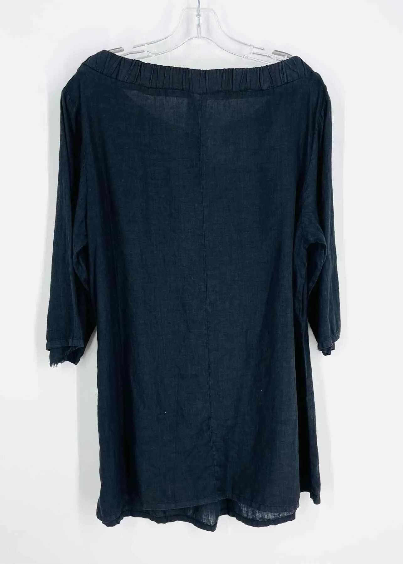 Match Point Size L Black Off the Shoulder Linen Tops Tunic