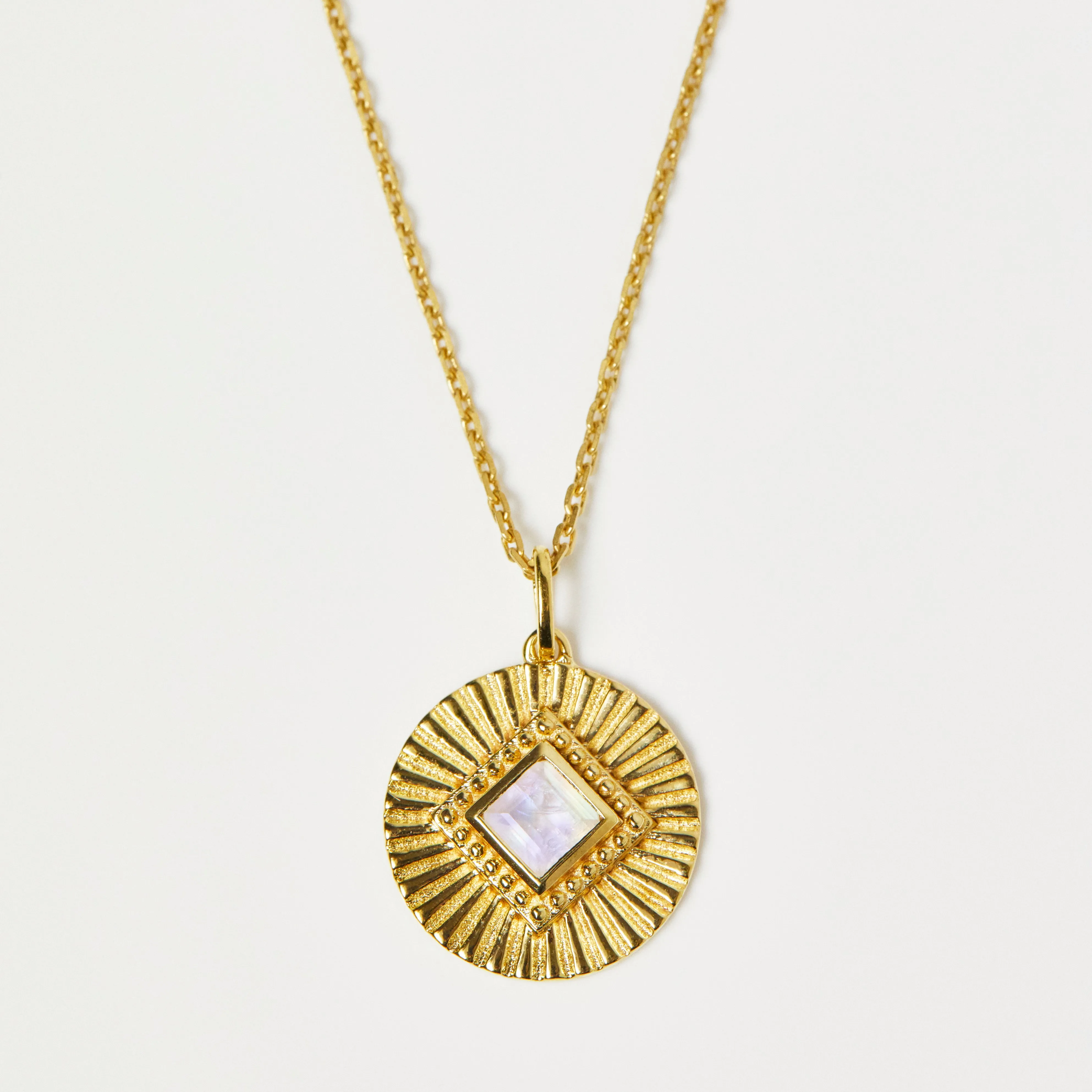 Moonstone Sunray Coin Necklace