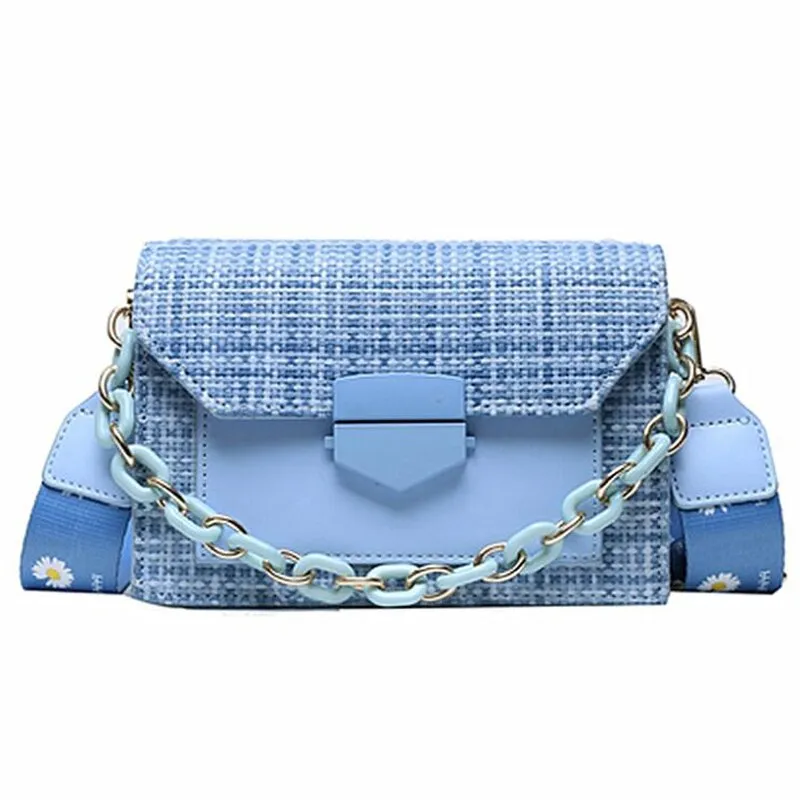 New Wide Strap Shoulder Bags for Women 2022 Designer Lady Handbags and Purses Chain Messenger Female Crossbody Bags sac a main