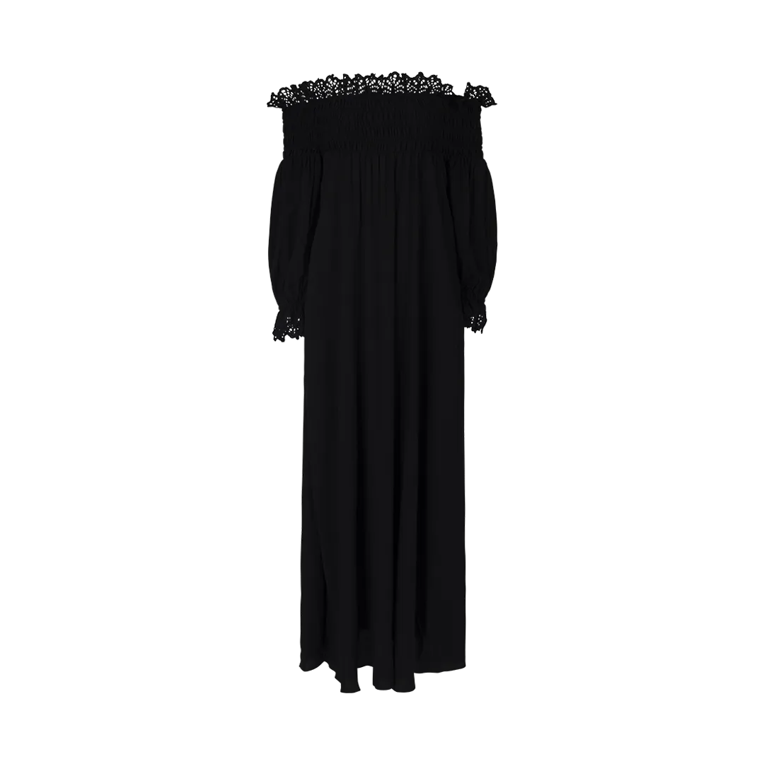 Off-the-Shoulder Black Maxi Dress