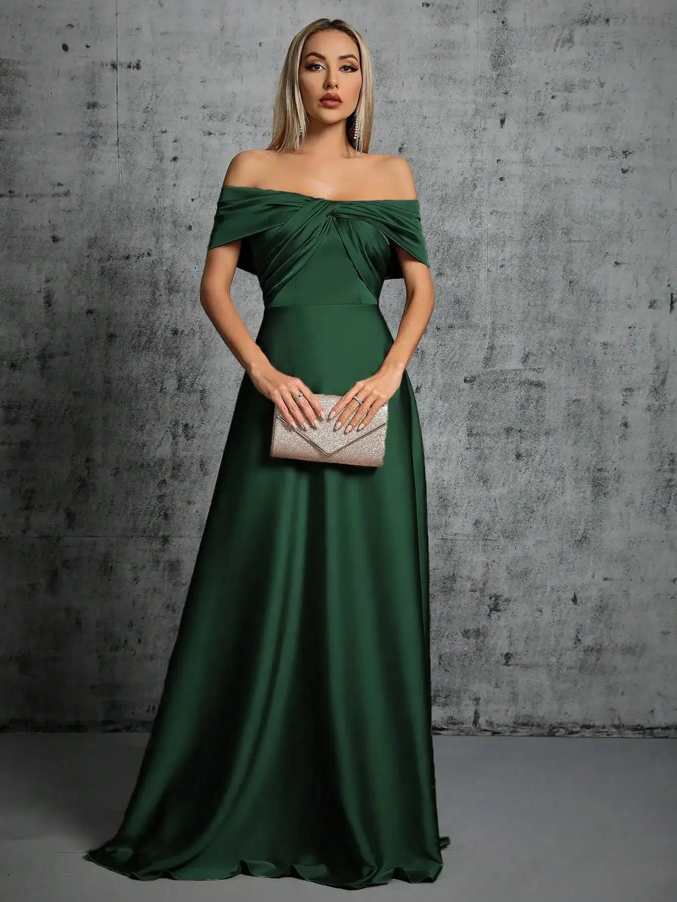 Off The Shoulder Strapless Satin Long Party Dress