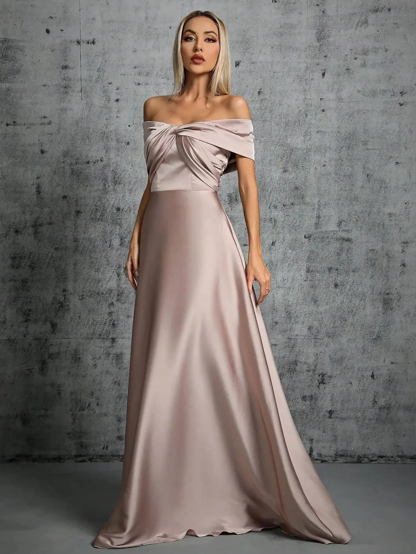 Off The Shoulder Strapless Satin Long Party Dress