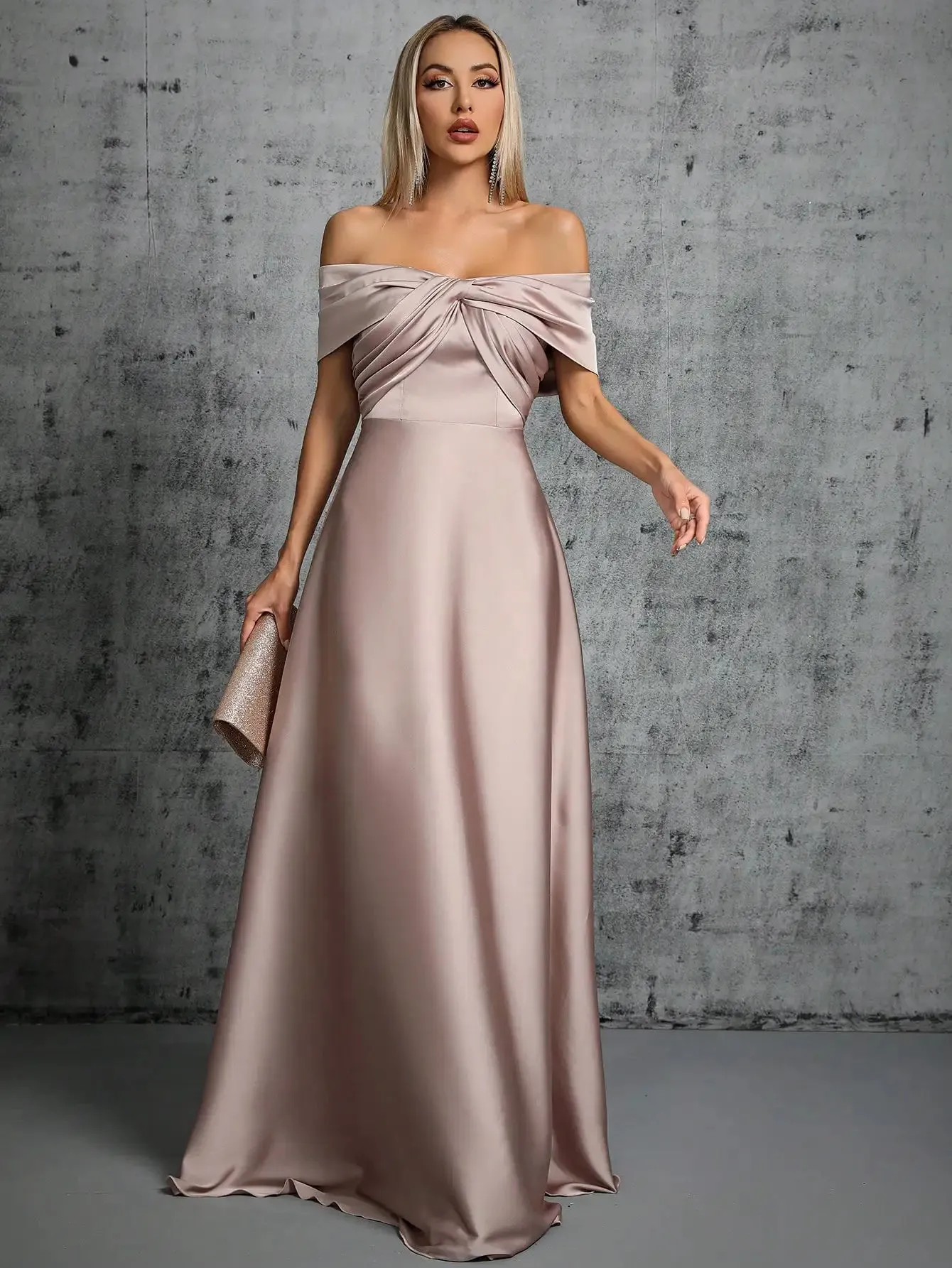 Off The Shoulder Strapless Satin Long Party Dress