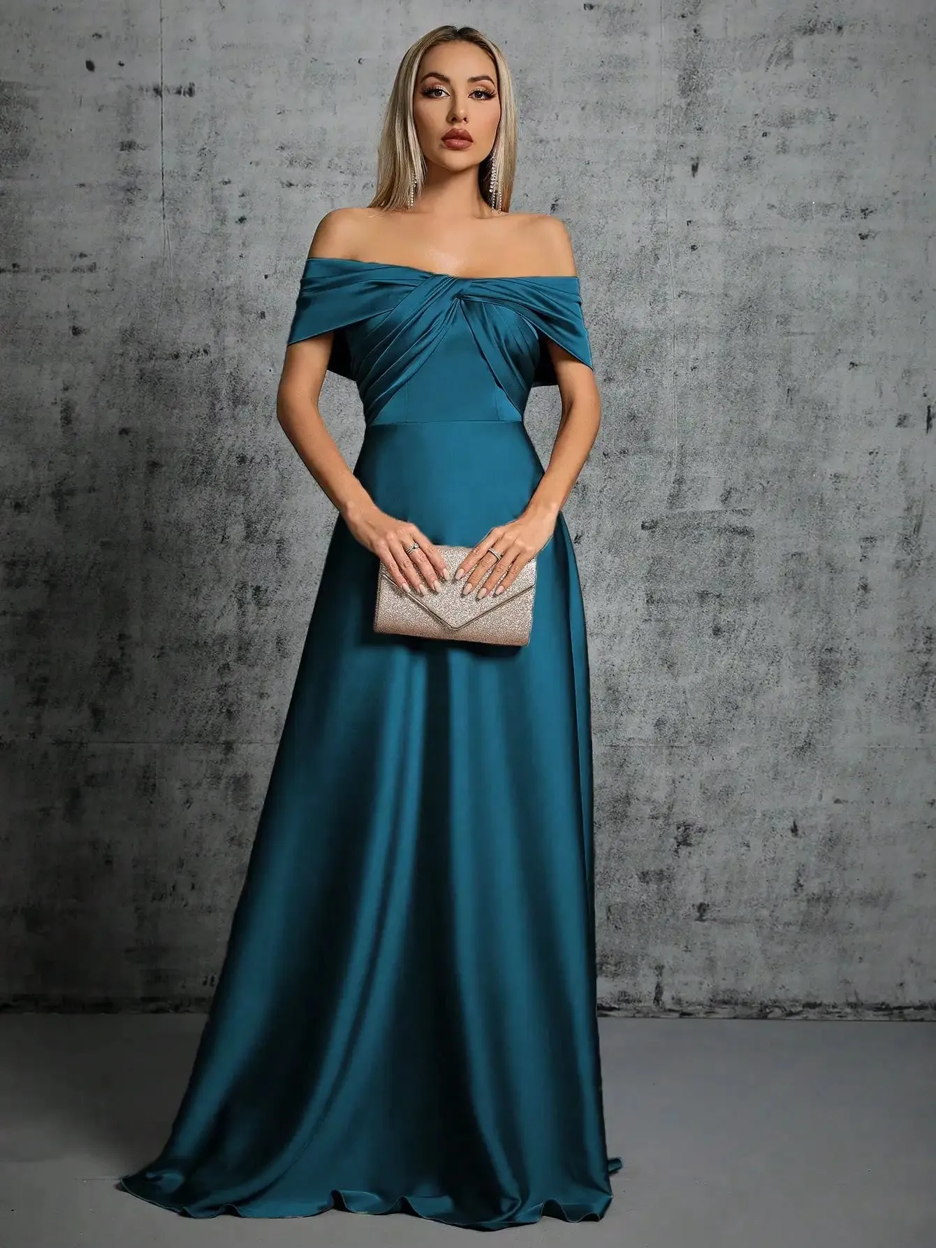 Off The Shoulder Strapless Satin Long Party Dress