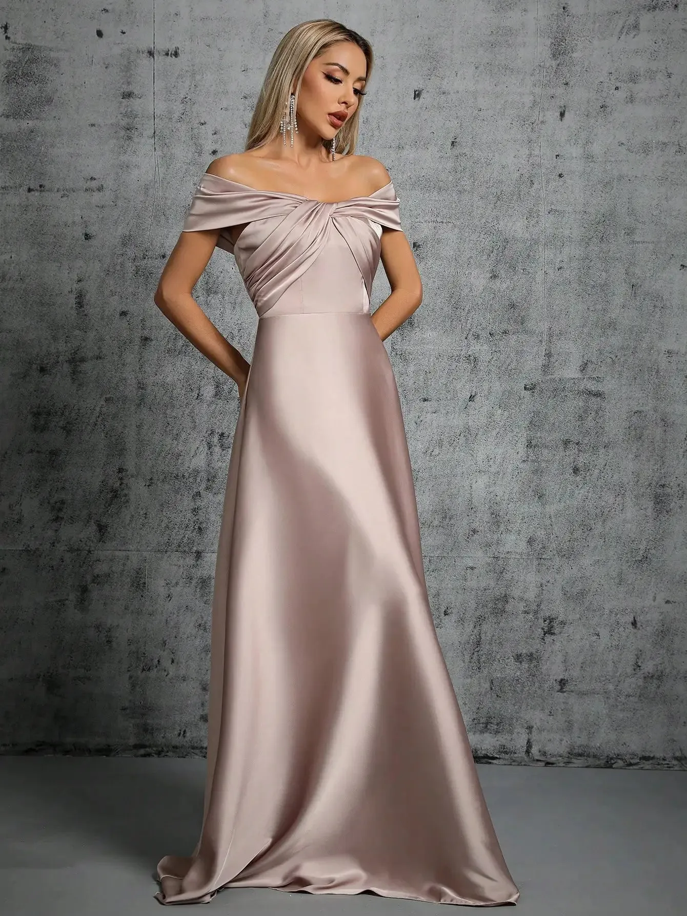 Off The Shoulder Strapless Satin Long Party Dress