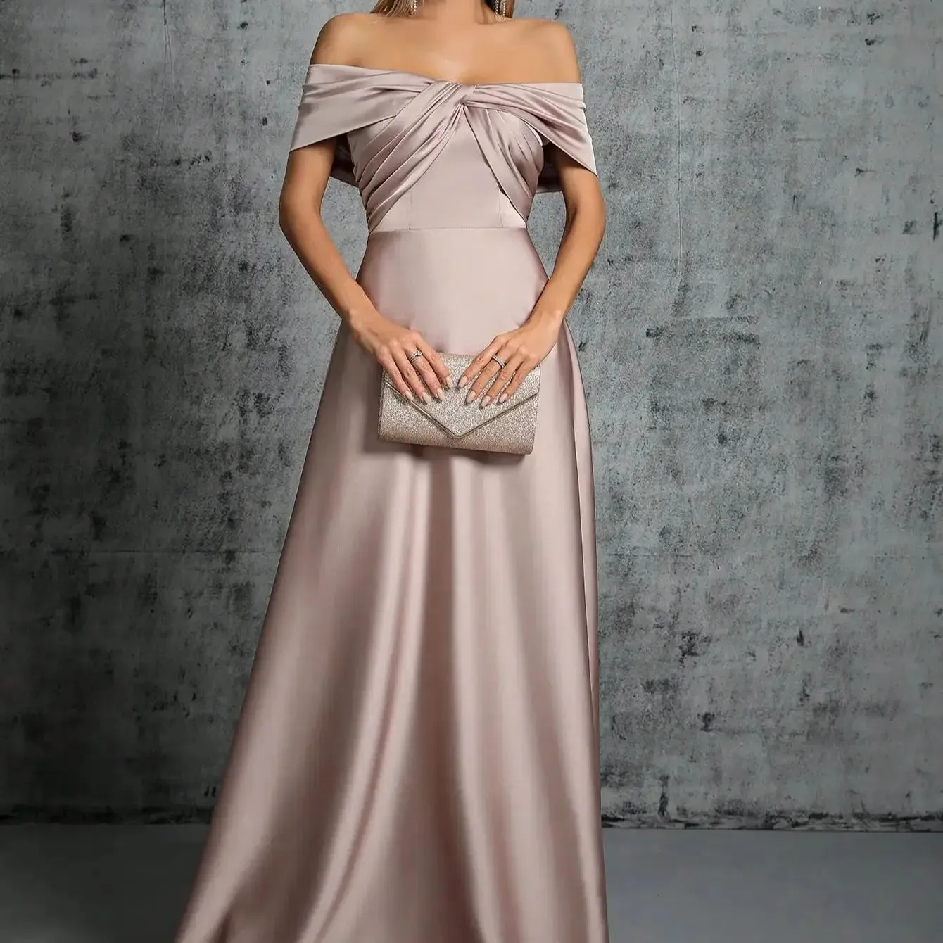 Off The Shoulder Strapless Satin Long Party Dress