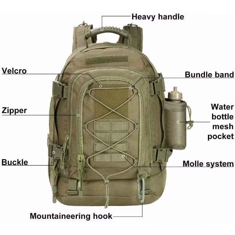 Outdoor Mountaineering Tactical Large-capacity Expandable 60L Backpack