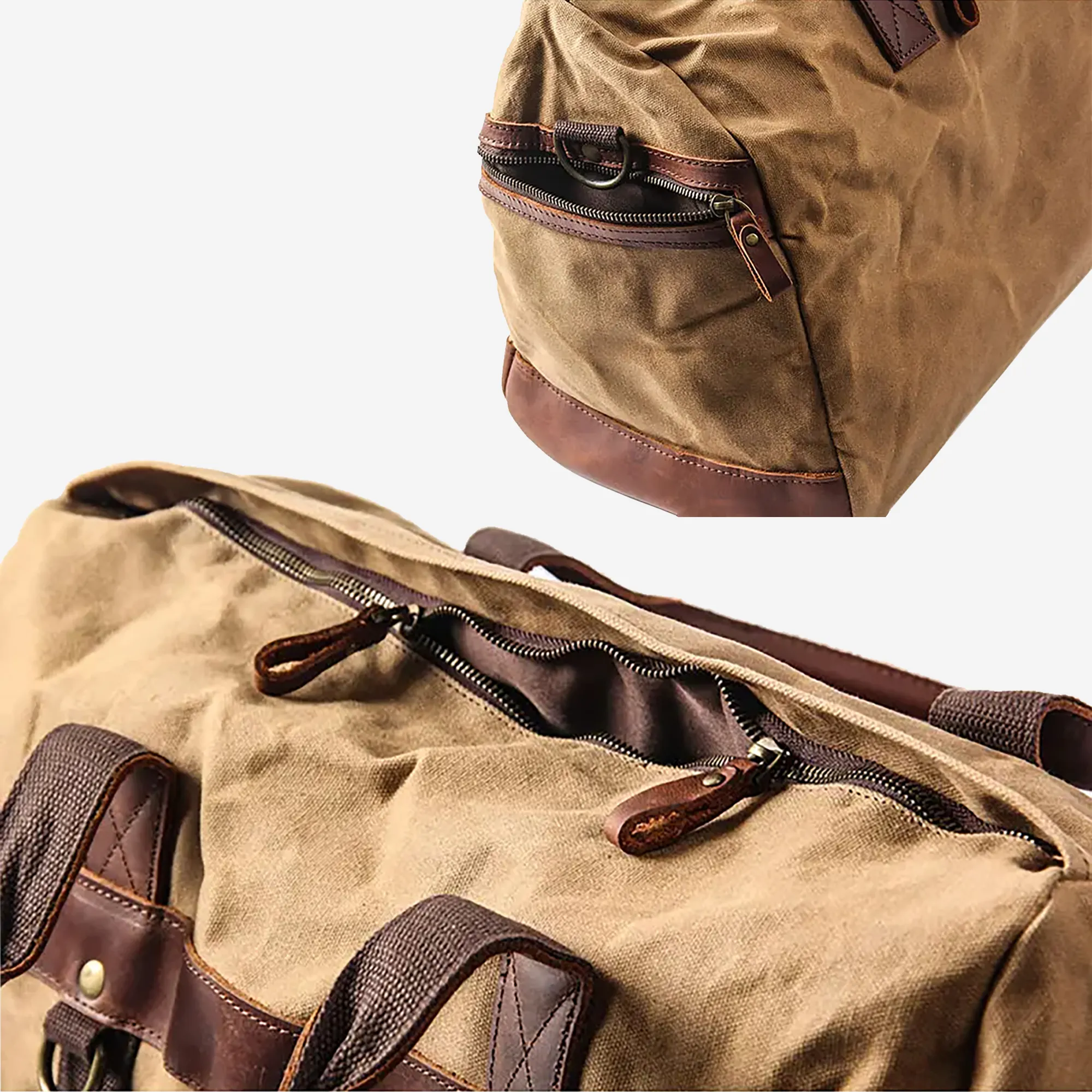 Rugged Waterproof Waxed Canvas Leather Men’s Duffle Bag & Tote