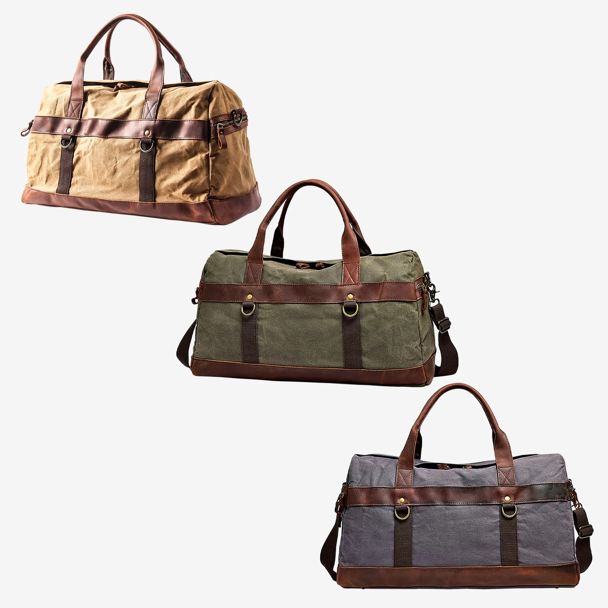 Rugged Waterproof Waxed Canvas Leather Men’s Duffle Bag & Tote