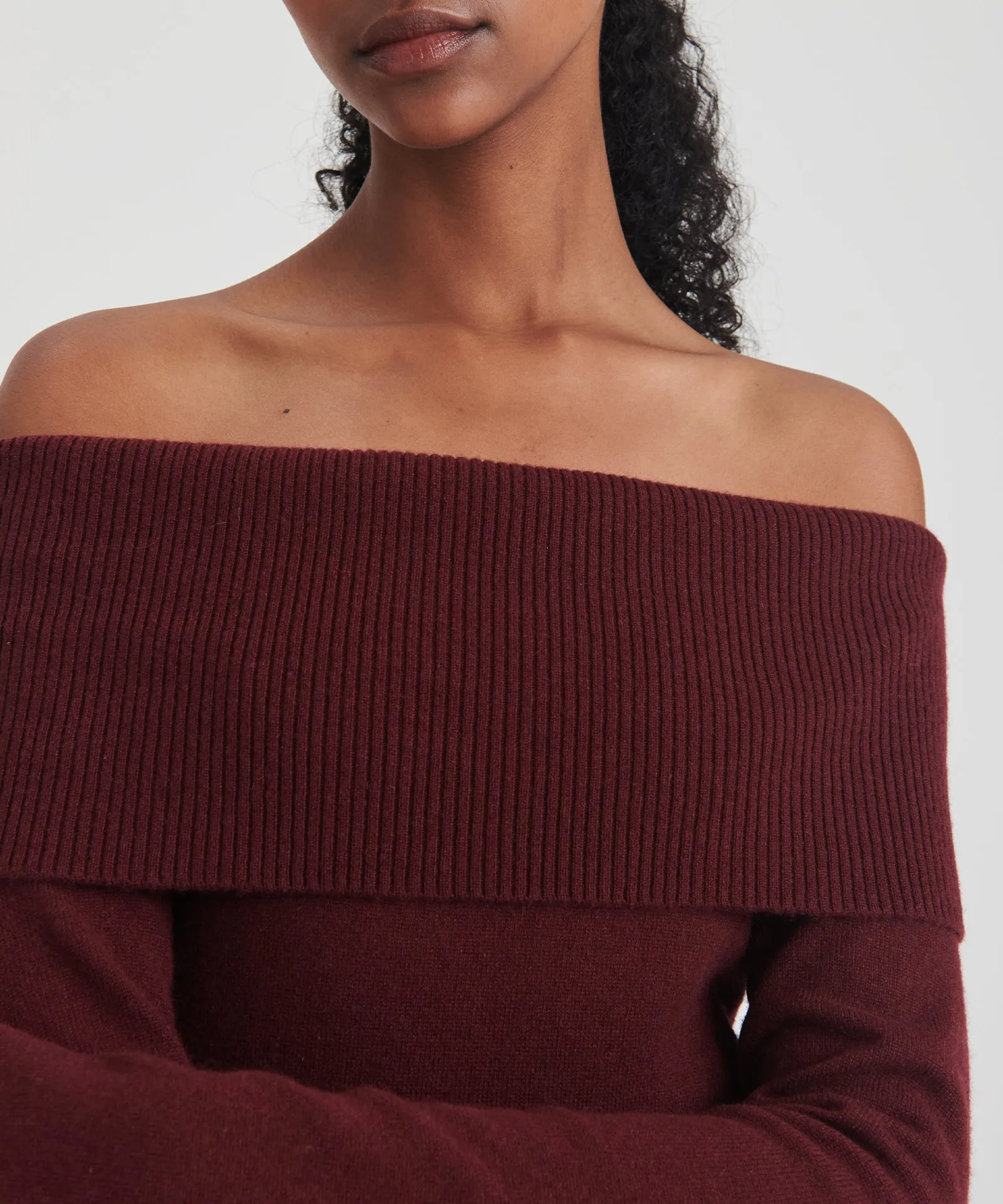 Elegant Signature Cashmere Off-The-Shoulder Dress for Women