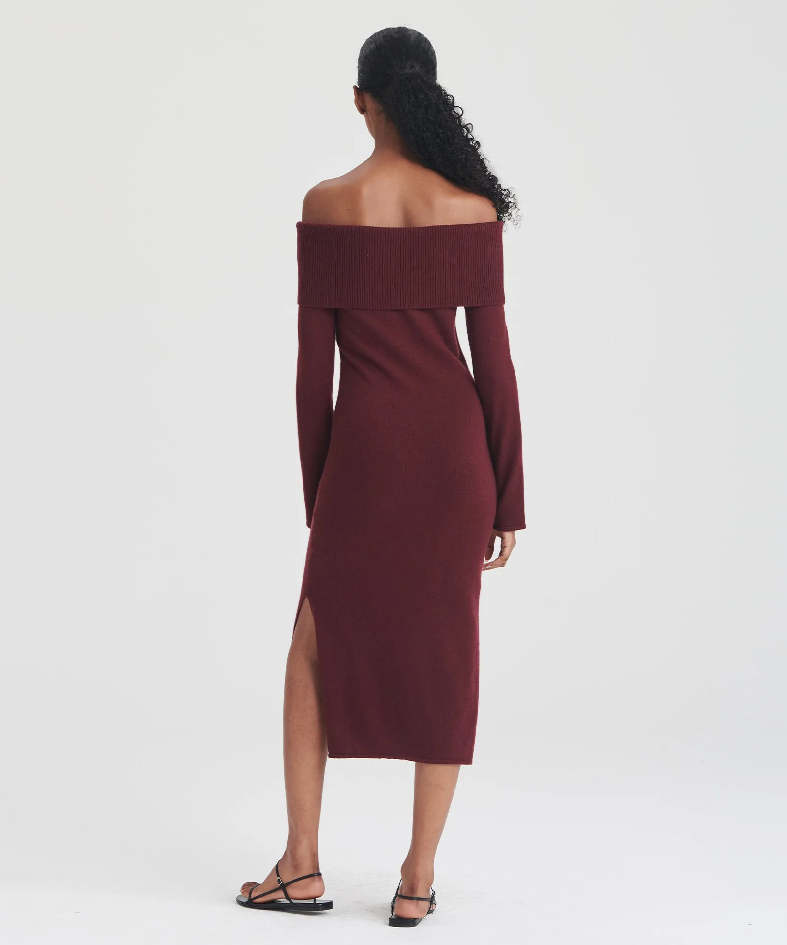 Elegant Signature Cashmere Off-The-Shoulder Dress for Women