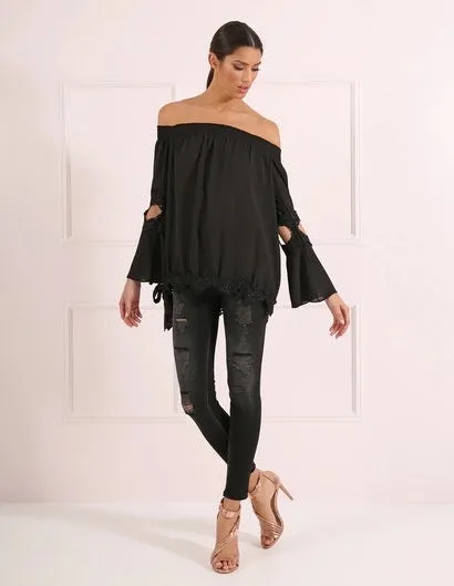 Size 8 -FOREVER UNIQUE Tasmin Top - black