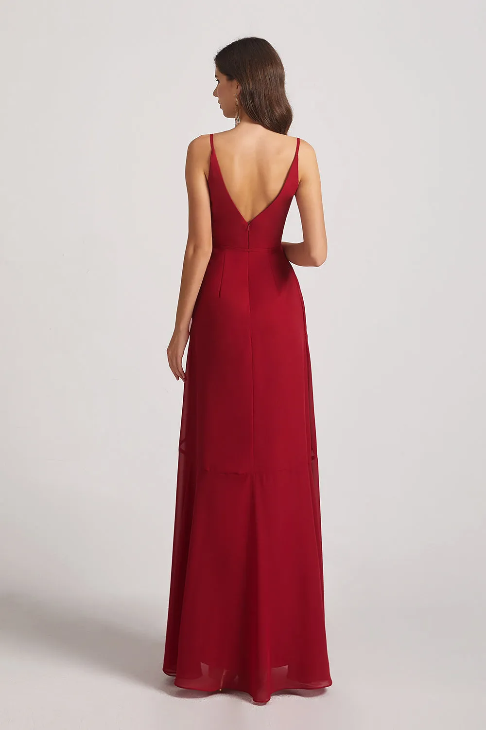 Spaghetti Straps Asymmetrical Frilled Wrap Bridesmaid Dresses (AF0142)