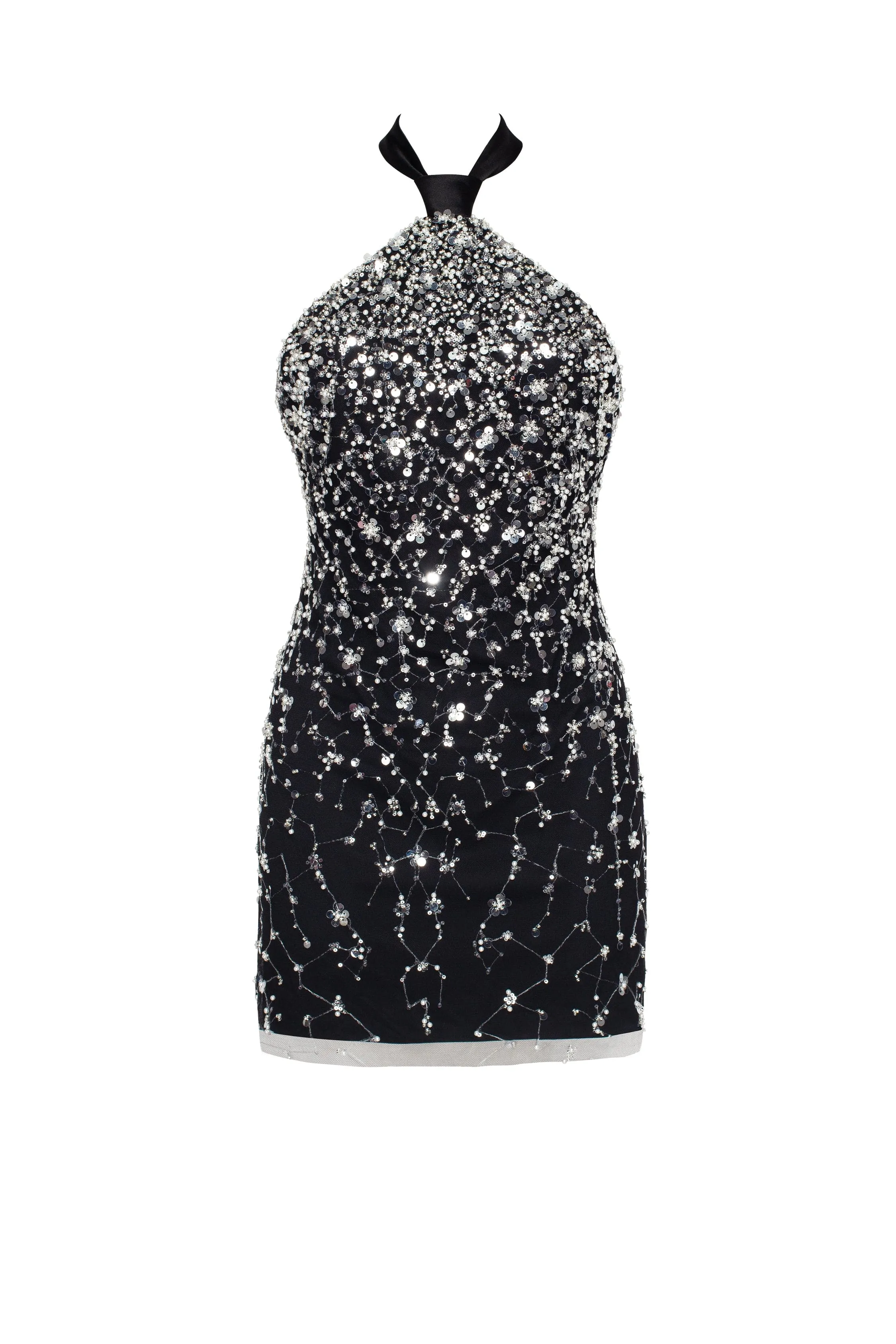 Glamorous Halterneck Crystal-Embellished Mini Dress - Perfect for Parties, Xo Xo.