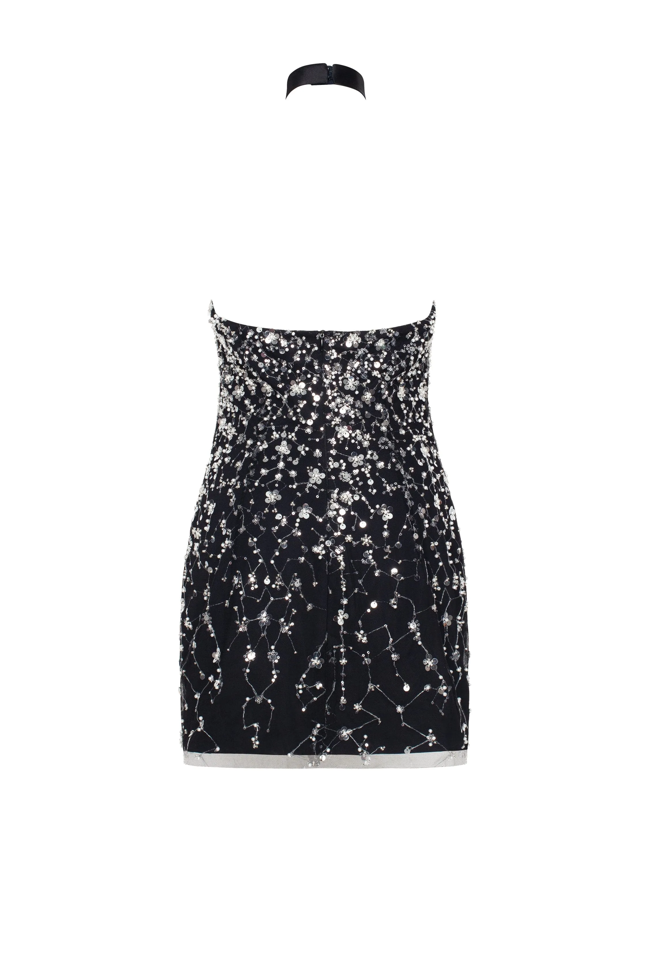 Glamorous Halterneck Crystal-Embellished Mini Dress - Perfect for Parties, Xo Xo.