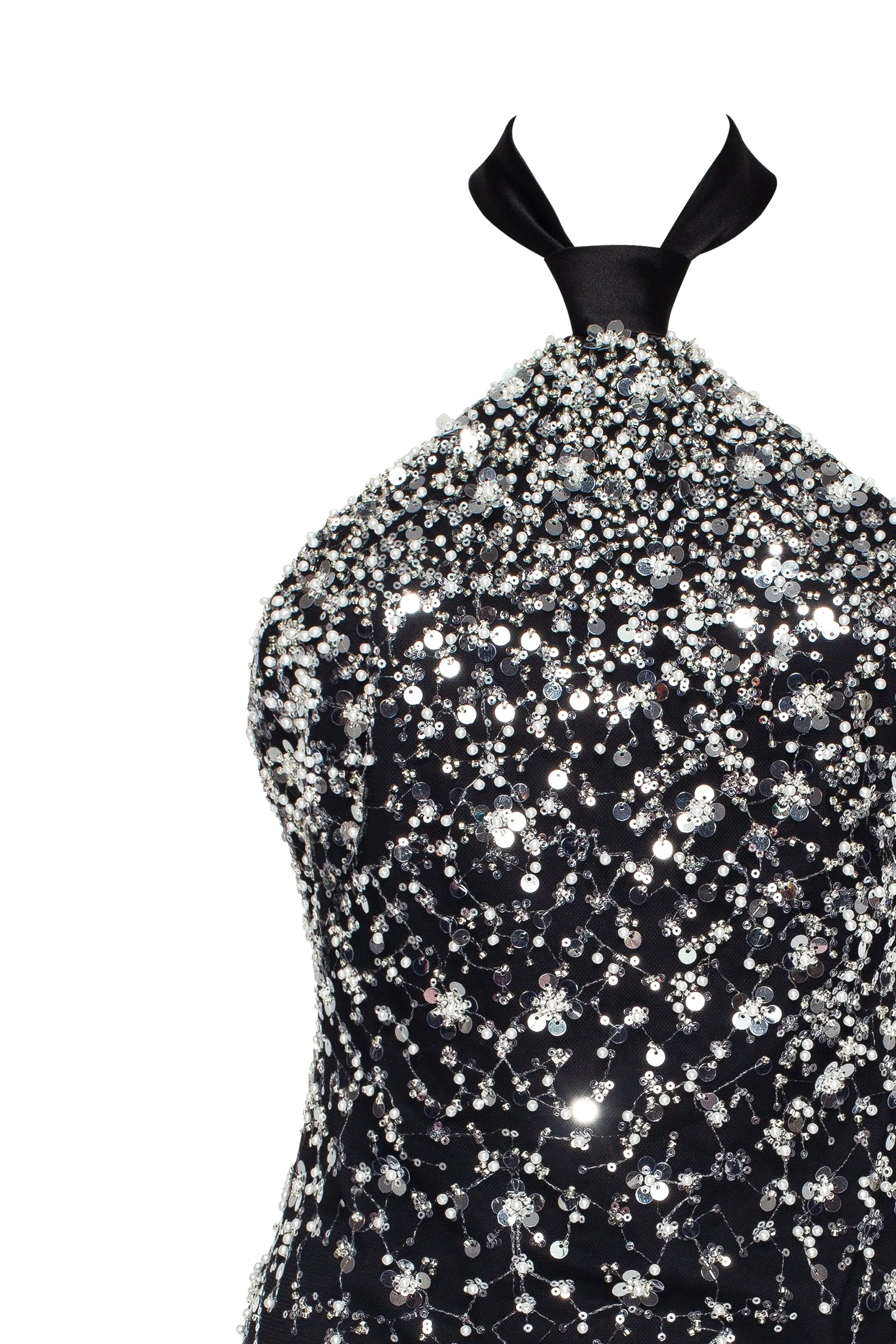 Glamorous Halterneck Crystal-Embellished Mini Dress - Perfect for Parties, Xo Xo.