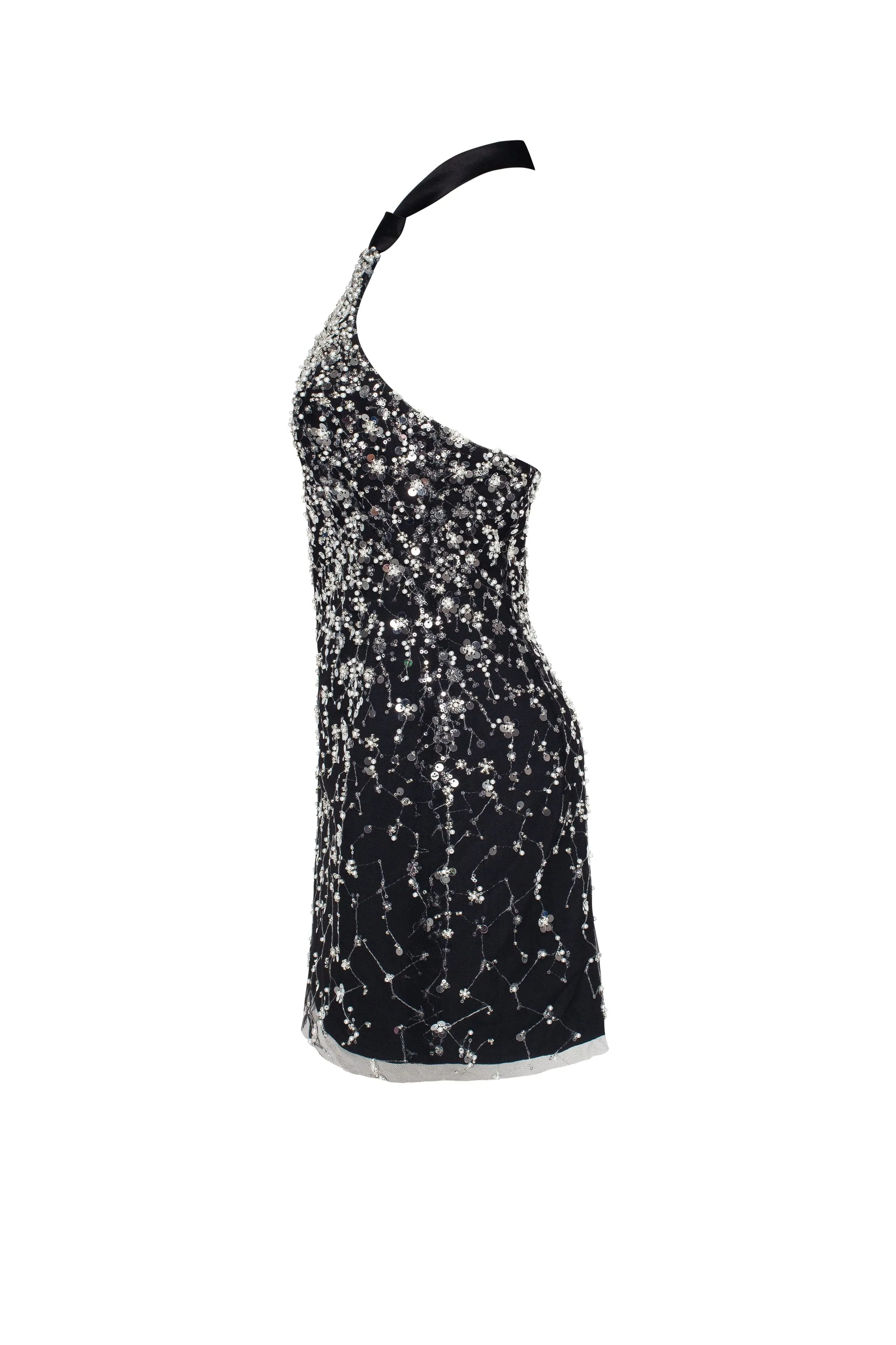 Glamorous Halterneck Crystal-Embellished Mini Dress - Perfect for Parties, Xo Xo.