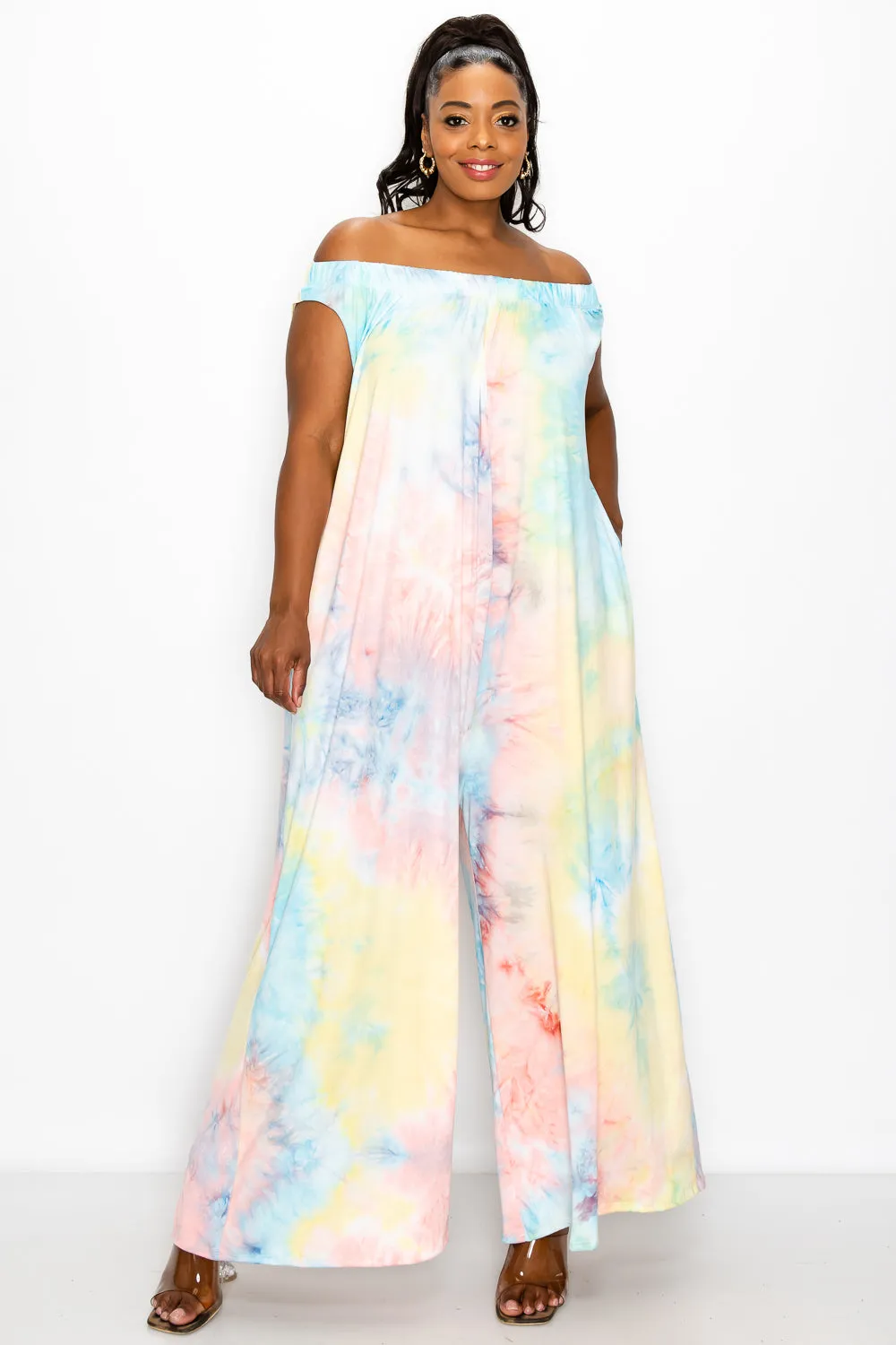 Tie Dye Wide Leg Pocket Jumpsuit