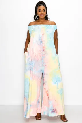 Tie Dye Wide Leg Pocket Jumpsuit