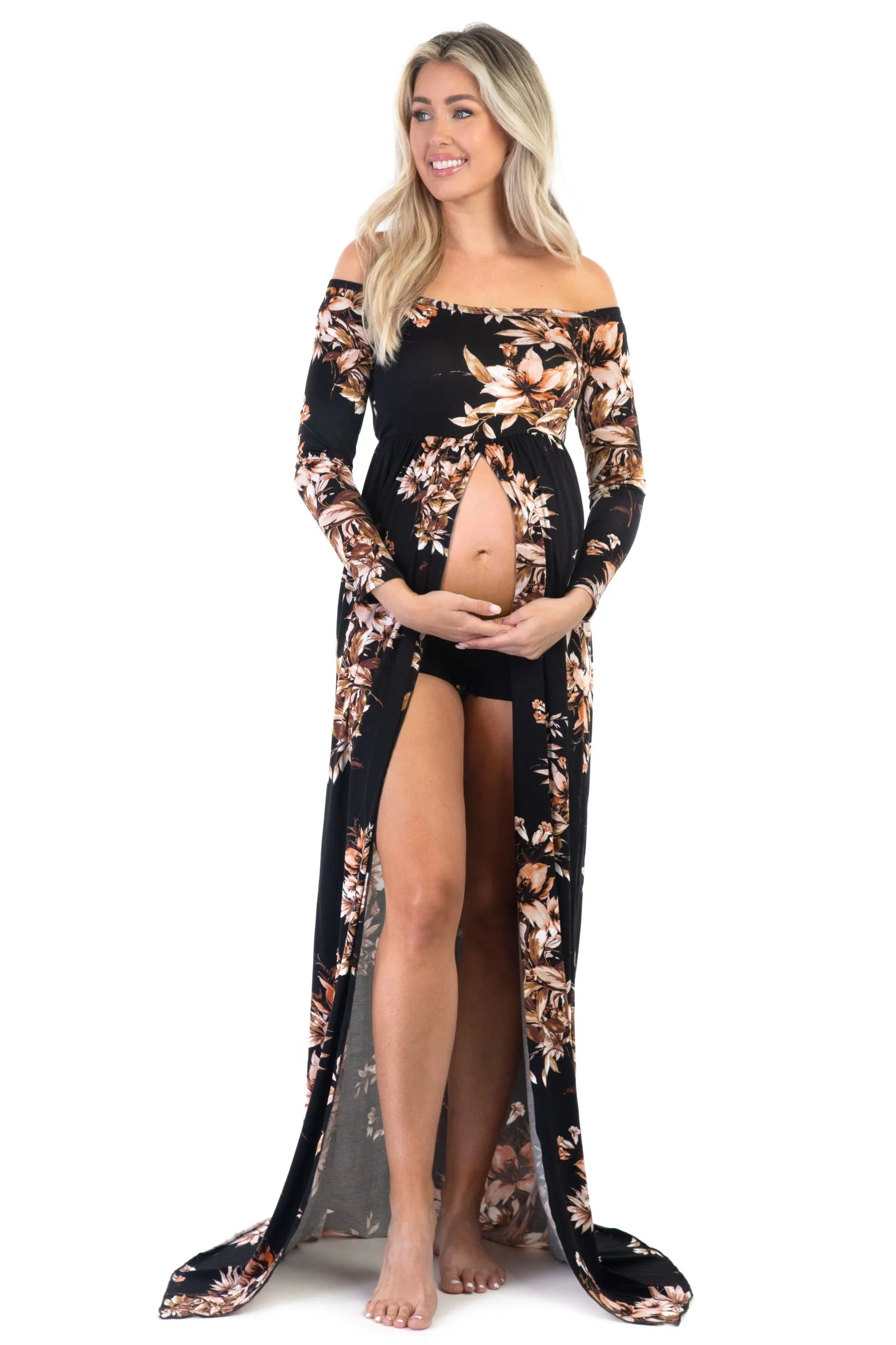 Women's Off Shoulder Maternity Gown For Photo Shoots