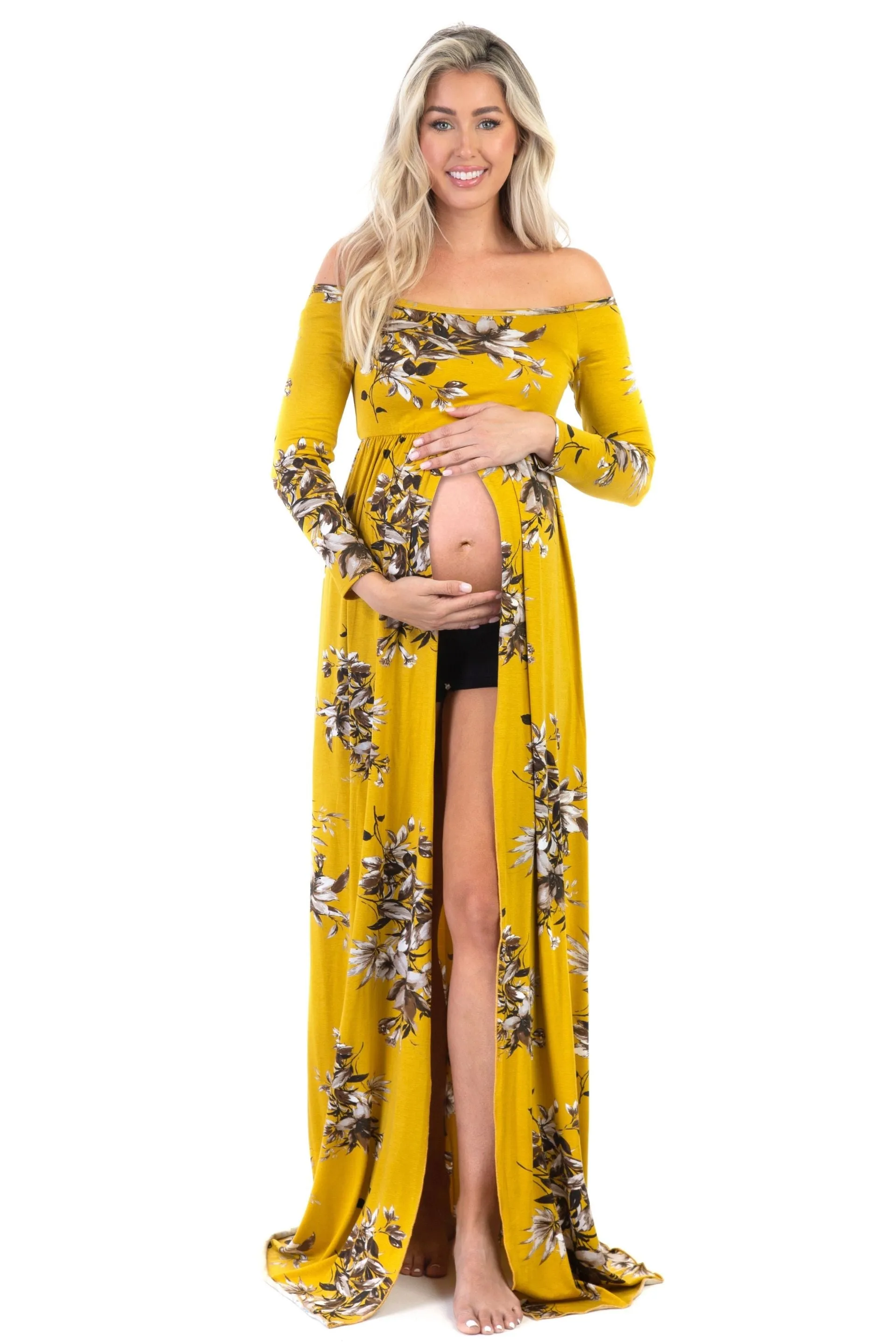 Women's Off Shoulder Maternity Gown For Photo Shoots