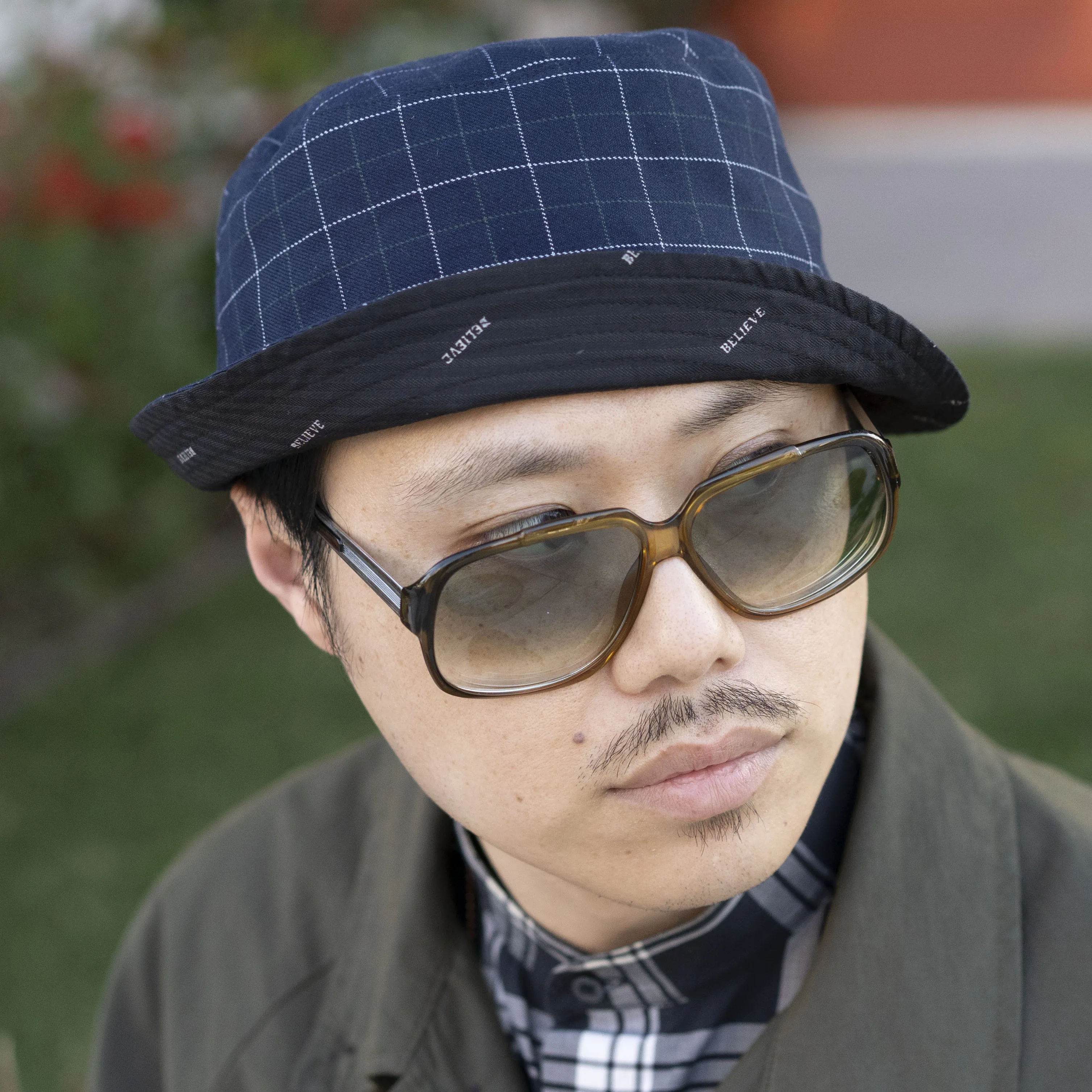 Yoshiwa Indigo Plaid Twill Joyride Bucket Hat